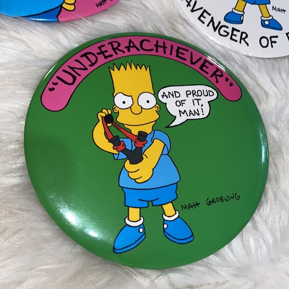 Vintage Bart Simpsons (The Simpsons) Buttons/Pins/Pinbacks - 1989 Set of 3 - Picture 7 of 12